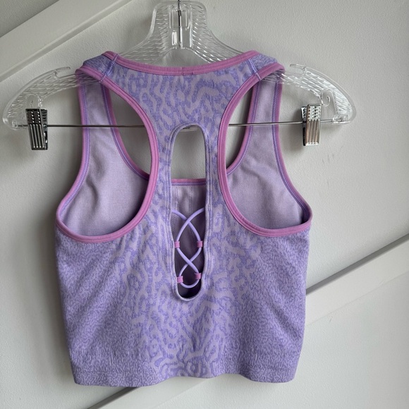 Gym shark ADAPT ANIMAL SEAMLESS CROP TANK Women's Purple Sports Bra size M - Picture 6 of 8